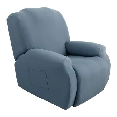 Produktbild von Sesselbezug Relaxsessel Sofabezug Stretch Stuhlbezug mit Seitentasche Liegesessel Bezug Möbelschutz Liegestuhlbezug, Aschblau