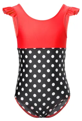Image de Maillot de bain une pièce pour fille, séchage rapide, protection UV 50, MS10-443 (rouge/noir/à pois, 110)