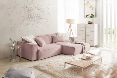 Produktbild von KAWOLA Sofa SAMU Ecksofa Feincord rosa Recamiere rechts