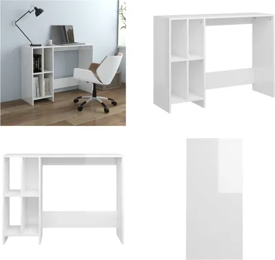 Produktbild von vidaXL Computertisch Hochglanz Weiß 102,5x35x75 cm Holzwerkstoff - Schreibtisch - Schreibtische - Computertisch - Computertische