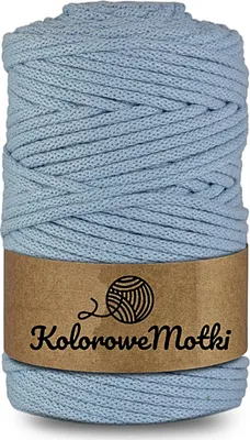 Zdjęcie produktu dla KoloroweMotki | Sznurek bawełniany z rdzeniem 100m 3mm Błękitny | Idealny do rękodzieła, makramy, na torebki, dywany, prac artystycznych