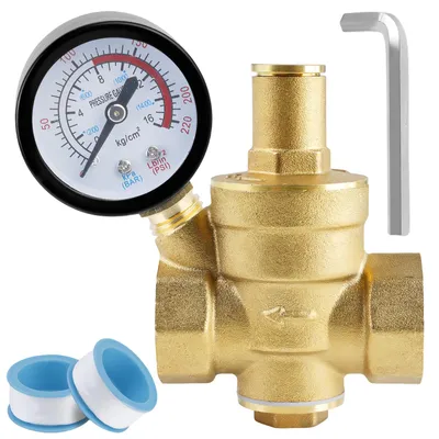 Wasserdruckregler Messing DN20 3/4" mit Manometer 1,6 MPa