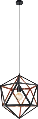 Produktbild von EGLO Pendelleuchte Embleton 1, Hängelampe Industrial, Vintage, Retro, Hängeleuchte aus Stahl in Schwarz, Kupfer, Esstischlampe, hängend, E27, Ø 46 cm