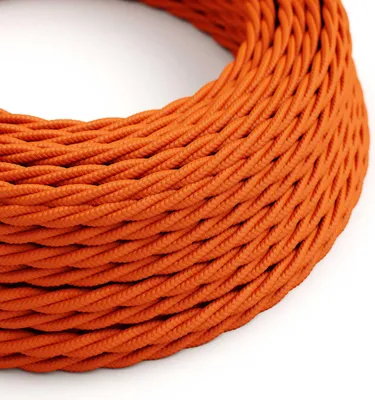 Image de Creative-Cables Câble électrique gainé de tissu, 2 x 0,75 mm², 10 m, Orange Flamme TM15, tressé effet soie