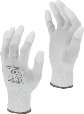 Obrázek produktu pro PU-HANDSCHUHE MIT FINGERSPITZEN WEIß L231109P, KARTON, "9", CE, LAHTI