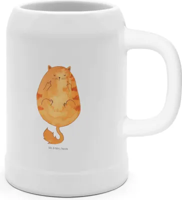 Produktbild von Mr. & Mrs. Panda Steinkrug Katze Mittelfinger - Weiß - Geschenk, Krug, Steingutkrug, Bier Humpen, Seidel, Witzig, Genervt, Cat, Cats, Kater