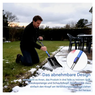 Produktbild von Hochbelastbare Schneeschaufel - Teleskopierbar und Ergonomisch Verstellbar für den Garten