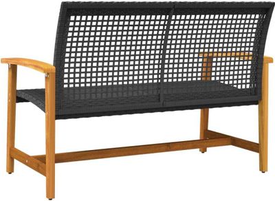 vidaXL Gartenbank Schwarz 112 cm Poly Rattan und Akazienholz