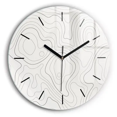 Obrázok produktu pre Wallfluent Hodiny - Okrúhle Sklenené Nástenné Hodiny - Tichý Quartz Strojček - Dekorácia Na Stenu V Spálni - Čierne Hodinové Ručičky - 60cm - Abstrakcia