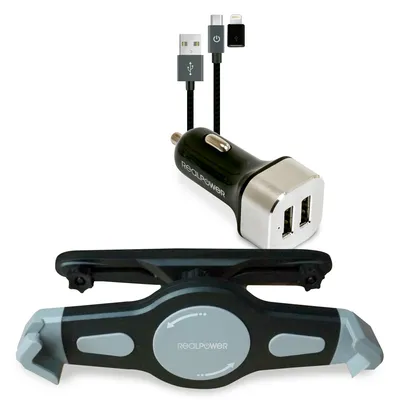 Produktbild von RealPower Tablet Car Set Zubehoer-Set fuer Tablets, Tablet/UMPC, Aktive Halterung, Auto, Schwarz, Silber