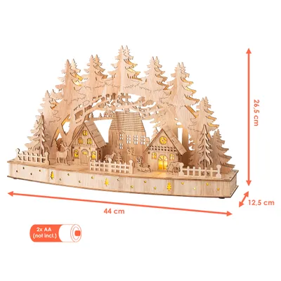 Produktbild von 3.08 Schwibbogen Dekorationsbeleuchtung aus Holz mit 10 LED / Timer - ca. 44 x 26,5 cm