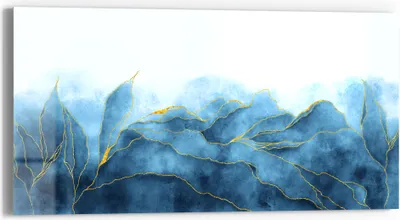 Produktbild von DEQORI Glasbild Echtglas 60x30 cm 'Blauer Wasserfarbverlauf' Wandbild Bild modern Deko
