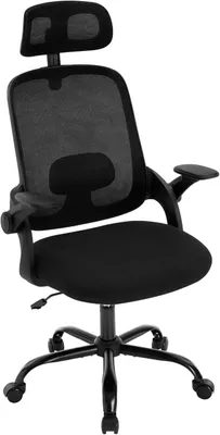 Produktbild von WOLTU Bürostuhl ergonomisch, Lendenwirbelstütze, Wippfunktion, Netzstoff : Schwarz Farbe: Schwarz