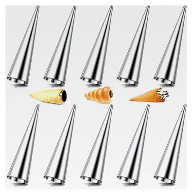 Produktbild von 10 Stück Cannoli Schillerlockenform, Edelstahl Cannoli Röhrchen Set gerade Röhrchen für Hörnchen und Schaumrollen