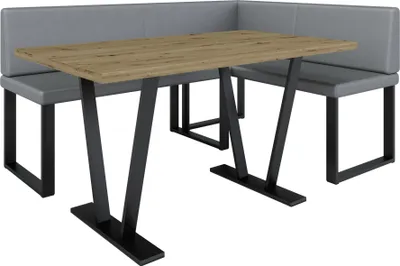 Produktbild von Eckbank AKIKO METAL mit Tisch 196x142 rechts - Eckbankgruppe f r Ihrem Esszimmer, K che modern, Sitzecke, Essecke. Perfekt f r K che, B ro und Rezeption