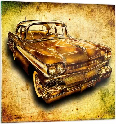 Produktbild von Bilder auf glas - Auto klassisch Limousine Geschwindigkeit - 70x70cm - Glasbilder - Wandbilder - Kunstdruck - Wanddekoration aus Glas - Glas Bilder - Wandbild auf Glas - GAC70x70-0526