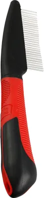 Produktbild von Karlie Pflegekamm mit rotierenden Zähnen für Hunde Mittel - Gummi - Rot/Schwarz - 21x5,5 cm
