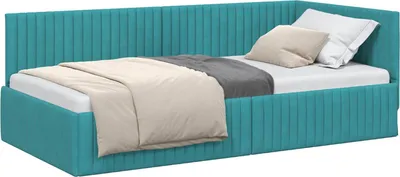 Obrázok produktu pre vidaXL Rohový rám postele s čelom tyrkysový 100 cm x 200 cm zamat