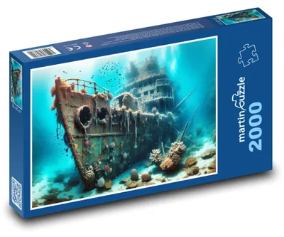 Zdjęcie produktu dla Puzzle 2000 Wrak statku pod powierzchnią morza - martinpuzzle