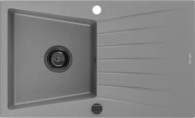 Produktbild von Mexen Cesar Granitspüle mit einem Becken und einer Abtropffläche 775 x 470 mm, Grau, Siphon Schwarz - 6514771010-71-B