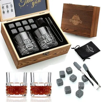 Produktbild von Edelschalenglas-Set aus Kristallglas - BarCraft Whisky-Dekanter mit Grinded-Glas für Spirituosen und Liköre