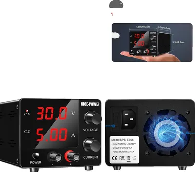 Zdjęcie produktu dla Mini zasilacz, regulowane napięcie wyjściowe 0-30V, prąd 0-5A, kompaktowa konstrukcja