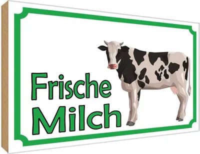 Produktbild von vianmo Holzschild 30x40 cm frische Milch Verkauf Kuh Hofladen Marktstand Laden