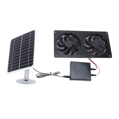 Zdjęcie produktu dla Solarny wentylator wyciągowy IPX7 Wodoodporny Bezpieczny 20W panel słoneczny Wentylator wentylacyjny z pojemnikiem na energię do kurnika dla zwierząt domowych