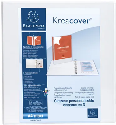Image de EXACOMPTA Classeur à anneaux de présentation, A4 Maxi, blanc, anneau 2D