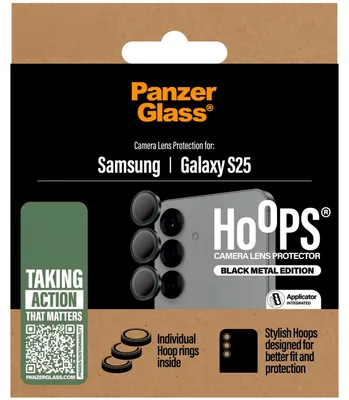 Produktbild von PanzerGlass ® Hoops® Kameraschutz Schwarz Samsung Galaxy S25, Samsung, Samsung - Galaxy S25, Trockene Anwendung, Kratzresistent, Schockresistent, Schwarz, 1 Stück(e)