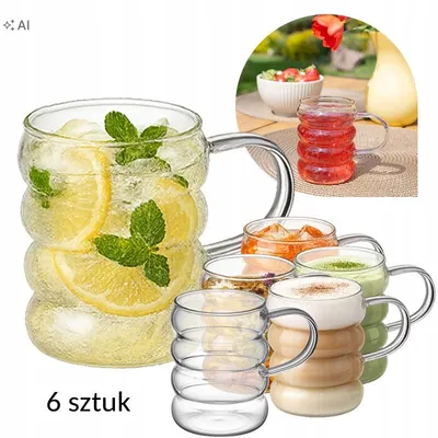 Produktbild von Galicja BELLY Gläser mit Griff 350ml 6er-Set für Latte Tee