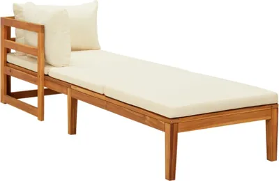 Produktbild von Sonnenliege mit 1 Armlehne Cremeweiß Massivholz Akazie