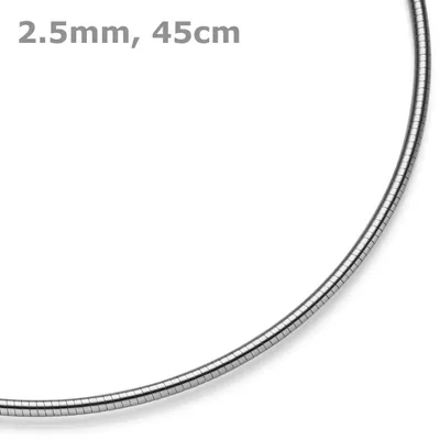 Produktbild von 2,5mm Halsreif Omegareif rund Kette Halskette Collier aus 750 Gold Weißgold 45cm