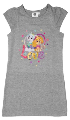 Produktbild von Paw Patrol Kleid für Mädchen Skye & Everest - Love Rock Kleidchen mit kurzen Ärmeln Grau 122-128