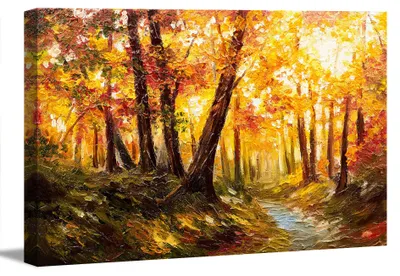 Produktbild von 5073 Herbstwald Leinwandbild 120x80 cm gerahmt