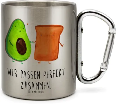 Produktbild von Mr. & Mrs. Panda Thermobecher Avocado Toast - Transparent - Geschenk, Hochzeit, Isolierbecher, Liebe, Edelstahltasse, Trinkbecher Metall, Teetasse, Liebespaar, Freund