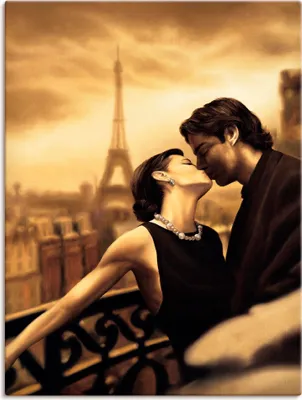 Produktbild von ARTland Leinwandbild Kuss in Paris Größe: 45x60 cm