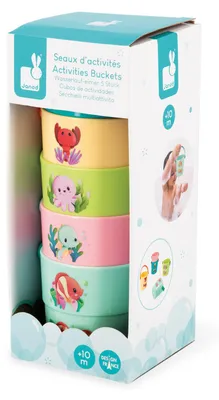 Produktbild von Janod Badespielzeug - bunte Badeeimer mit Babytieren und Zahlen