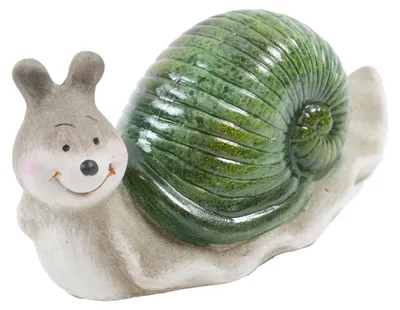 Produktbild von Deko Schnecken Gartenfigur aus Keramik mit Grünen Häuschen 18 cm lang