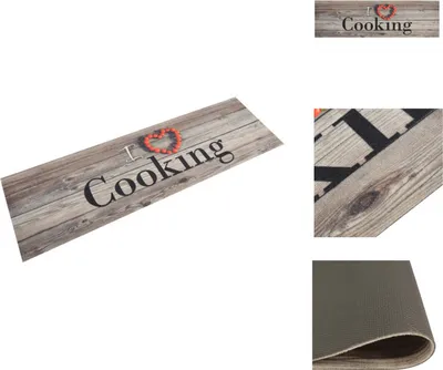 Produktbild von vidaXL Küchenteppich Waschbar Cooking Grau 45x150 cm Samt - Fußmatten
