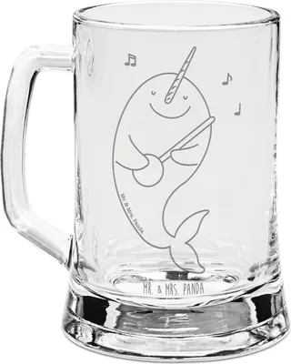 Produktbild von Mr. & Mrs. Panda Seidel Narwal Gitarre - Transparent - Geschenk, Gespräche, Humpen, Krug, Bierkrug Glas, Mit Gravur, Meer, Frust, Tanzen, Wal
