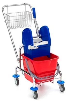 Produktbild von Einfachfahrwagen Chrom mit Deichsel und Korb 17 Liter