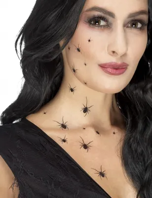 Produktbild von Spinnen-Tattoos Halloween-Makeup schwarz - Einheitsgröße