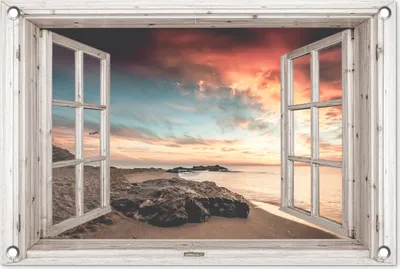 Produktbild von MuchoWow® 60x40 cm Outdoor-Poster Gartendeko Sichtschutz Garten Poster für den Garten  Aussicht - Strand - Meer