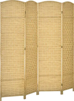 Image de HOMCOM Paravent intérieur en bois, 4 panneaux, 180 x 180 cm, séparateur de pièce pliable, pour salon, chambre à coucher, maison, bois naturel