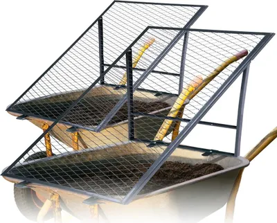 Produktbild von Novatool 2x Boden Durchwurfsieb für Schubkarre 100x50 cm, aus pulverbeschichtetem Stahl, Durchwurfgitter Sieb für Erde Sand Kompost, Gartensieb Metallsieb Gitter Erdsieb Kompostsieb Gartenerde