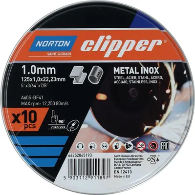 Image de Disque à tronçonner D125x1,0mm Type 41 métal-inox 12250 min-1 Alésage 22,23 mm