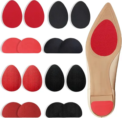 Produktbild von Schuhsohlen antislip 16 Stück, selbstklebend, Gummi, schwarz und rot, für High Heels