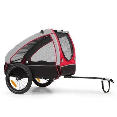Produktbild von Shuttle Hundefahrradanhänger - Smartspace - Faltbar - Schwarz Rot - Hundeanhänger - Mit Flagge und Plane - Für Hunde bis 45kg