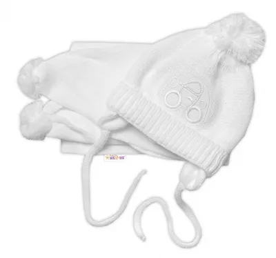 Productafbeelding van Wintermuts met sjaal - Auto, wit, 0-6 maanden, Baby Nellys
